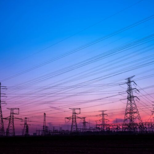 powerlines at sunset