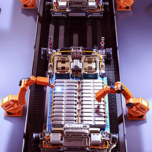 robots working on ev battery