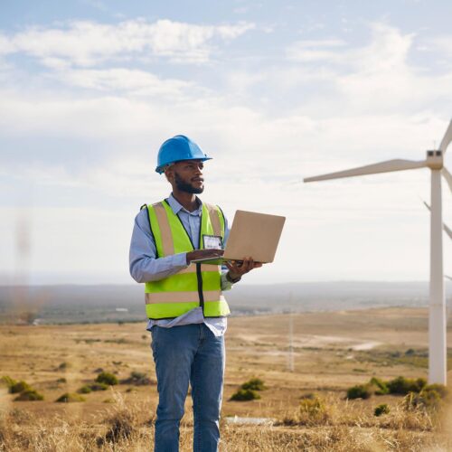 wind turbine engineer in field