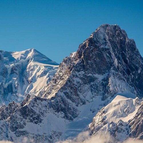 Mont Blanc mountain above the clouds